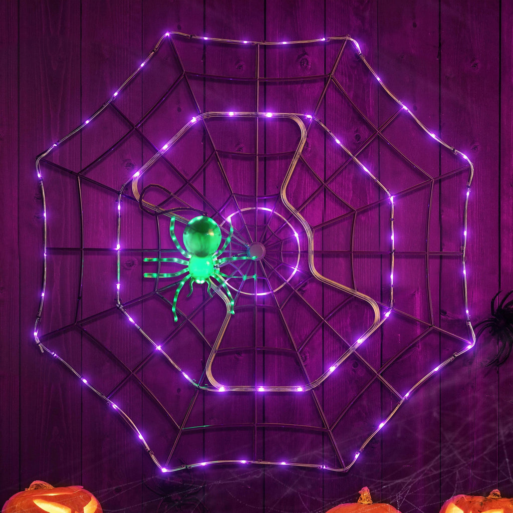 4' Outdoor Animated Spider Web - Purple