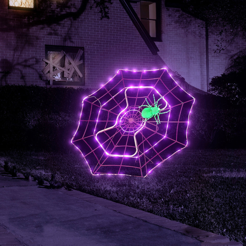 4' Outdoor Animated Spider Web - Purple