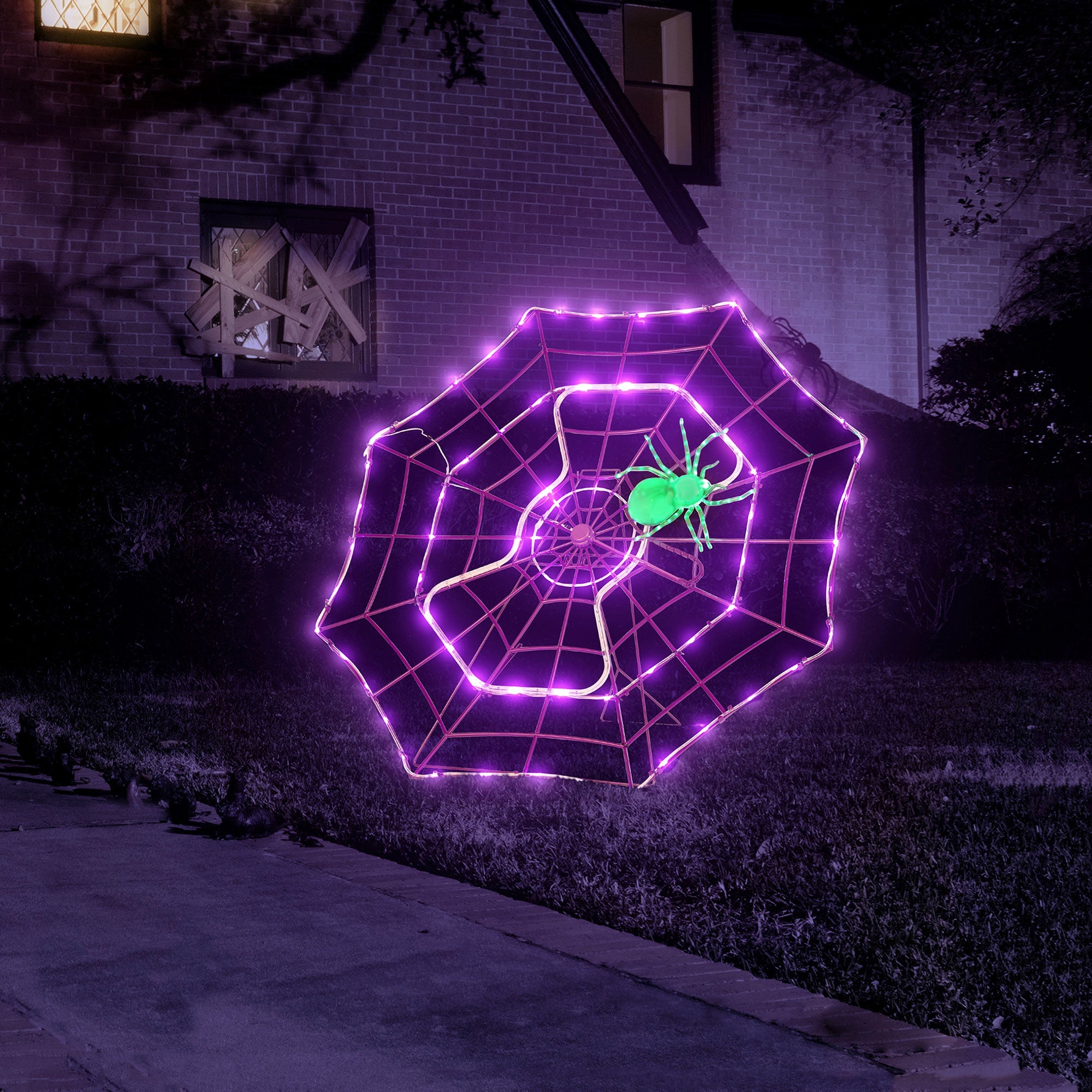 4' Outdoor Animated Spider Web - Purple