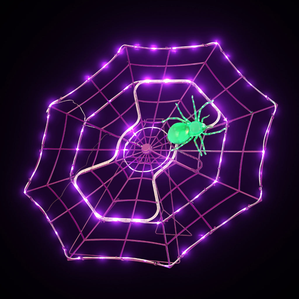 4' Outdoor Animated Spider Web - Purple