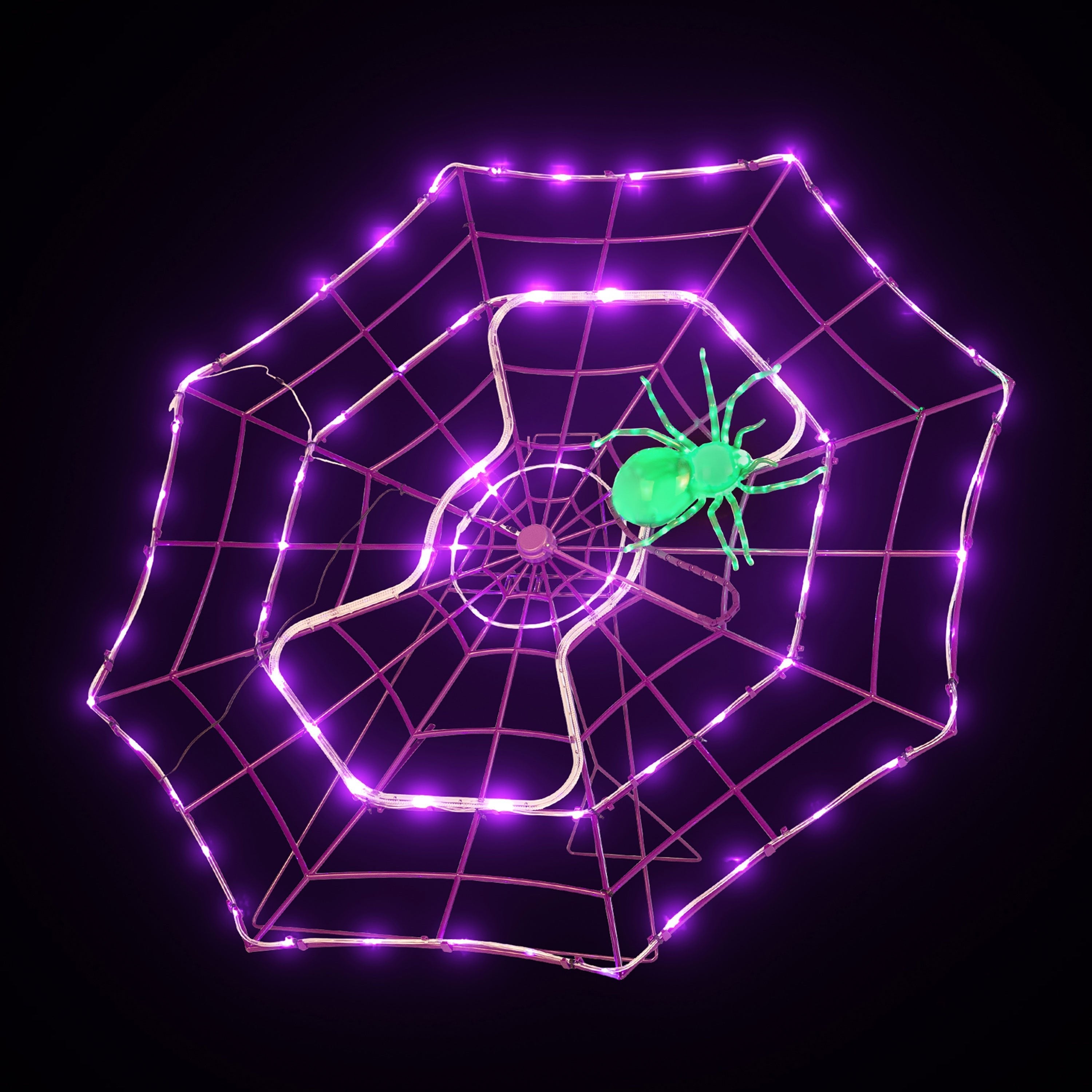 4' Outdoor Animated Spider Web - Purple