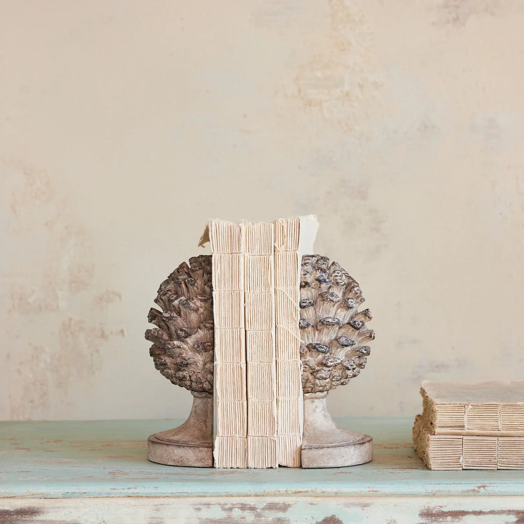 Resin Pinecone Shaped Finial Bookends