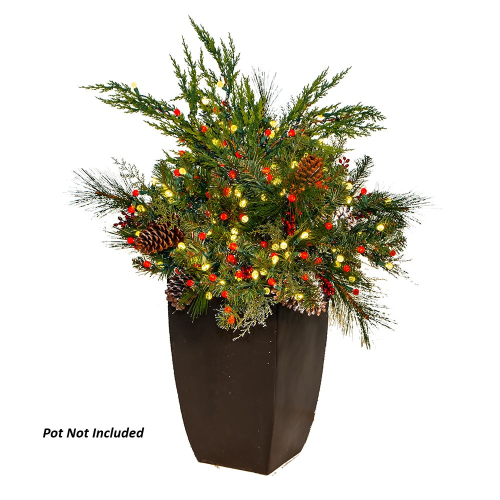 LED 40" Mountain Pine Container Filler AC Powered Red/Warm White