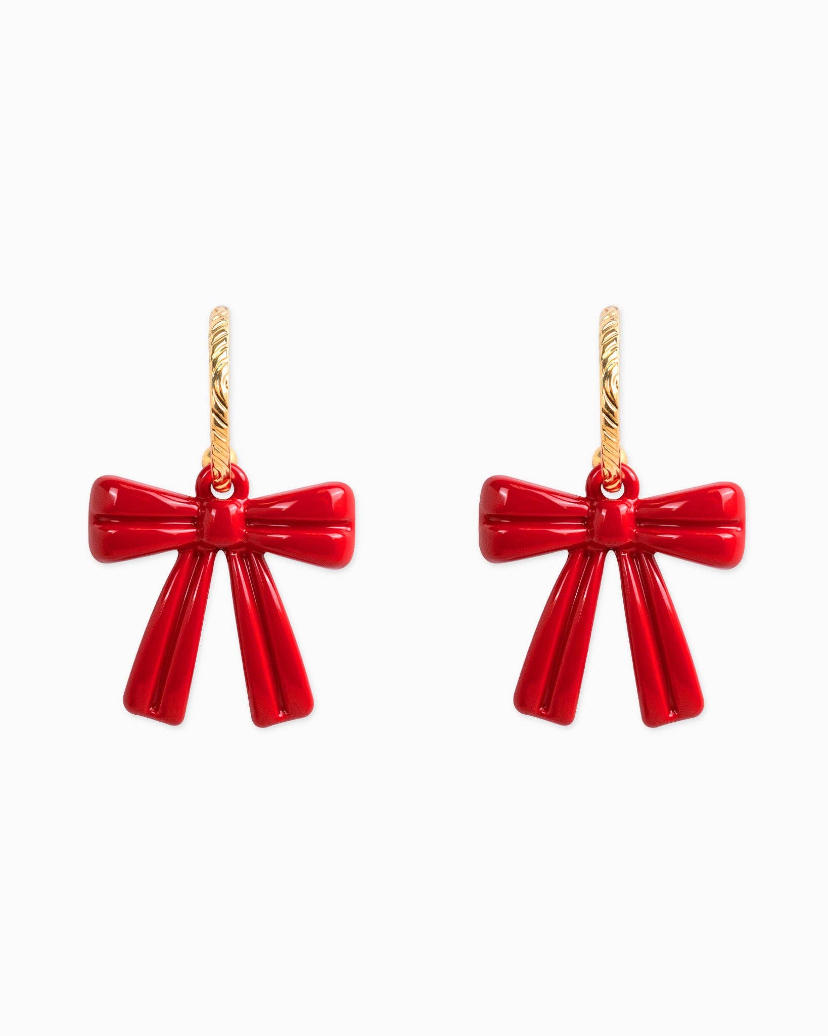 Christmas Bow Drop Rope Hoop Earrings