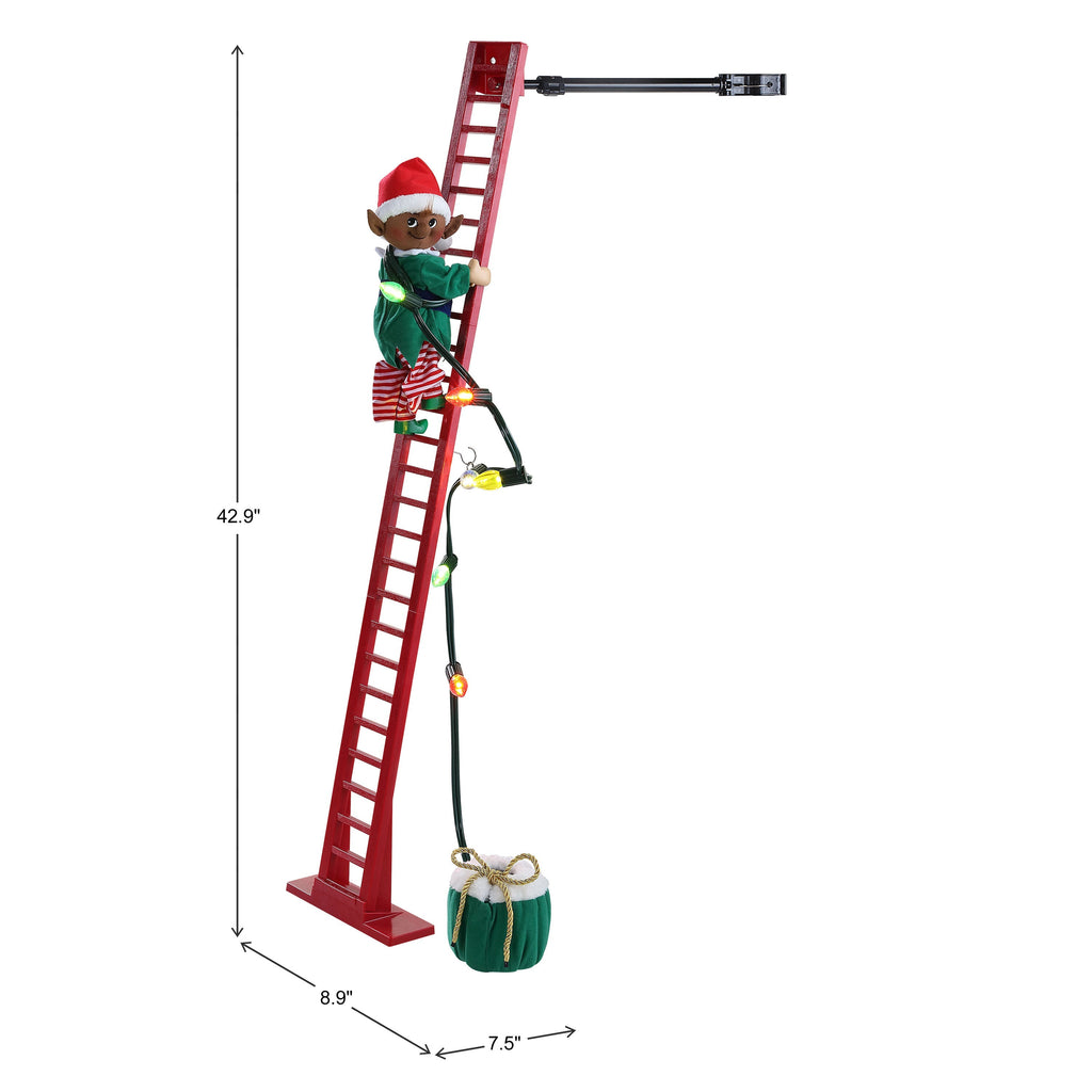 43 in. Animated Ladder Climbing Black Elf