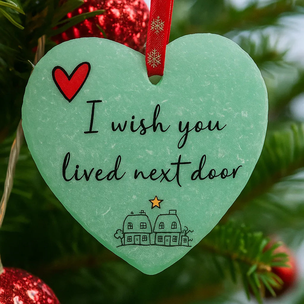 "I Wish You Lived Next Door" Sea Glass Ornament