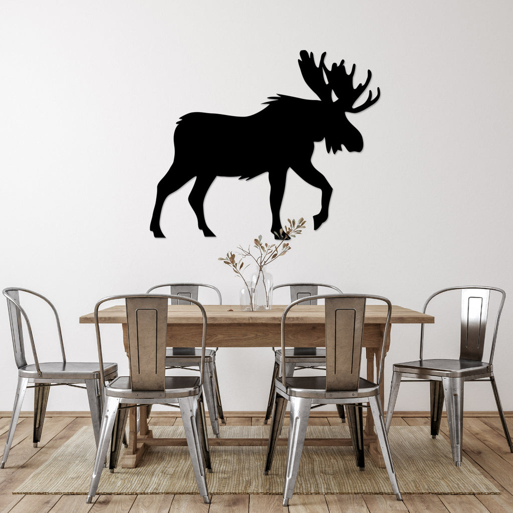 Crossing Moose - Metal Wall Art