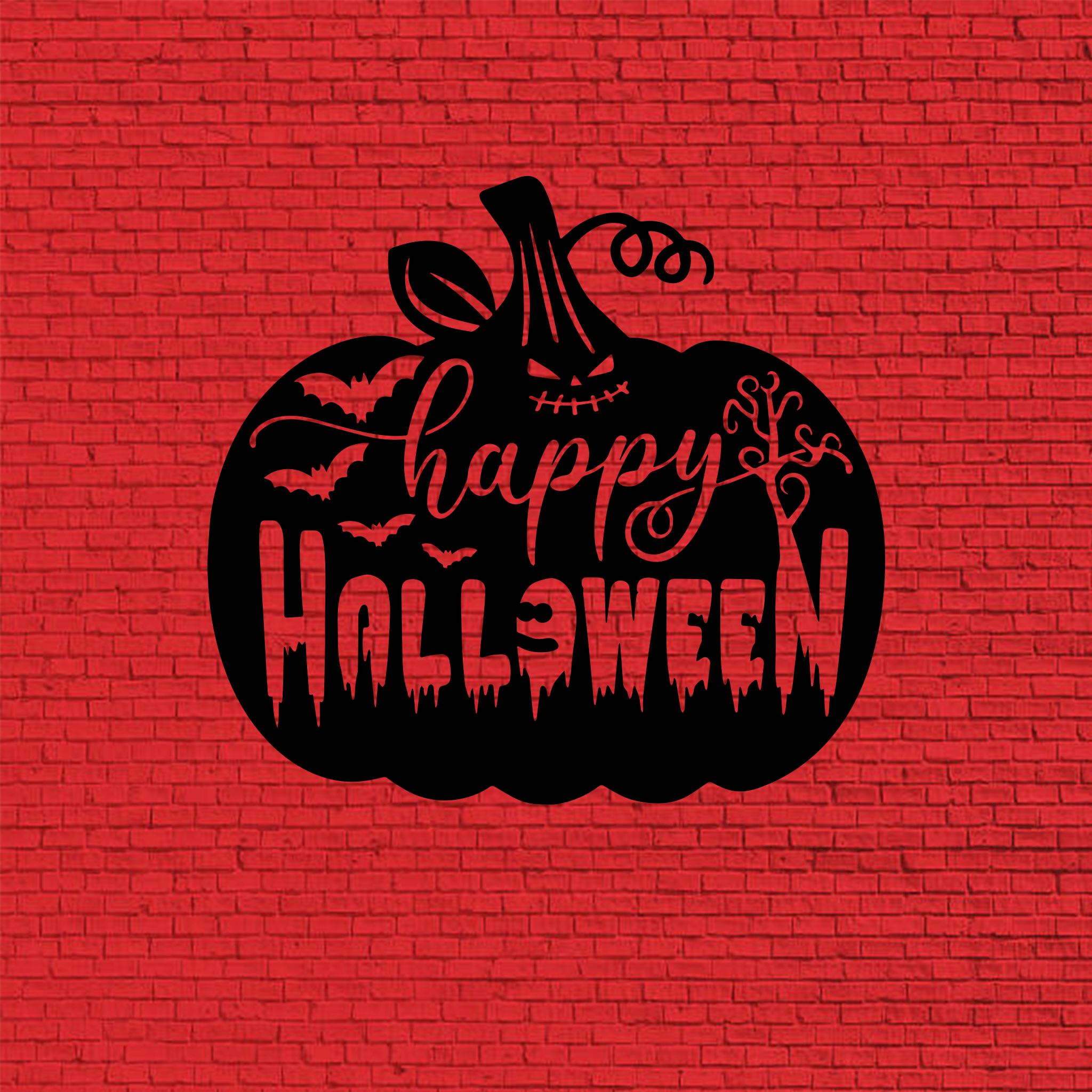 Happy Halloween Pumpkin Metal Wall Art