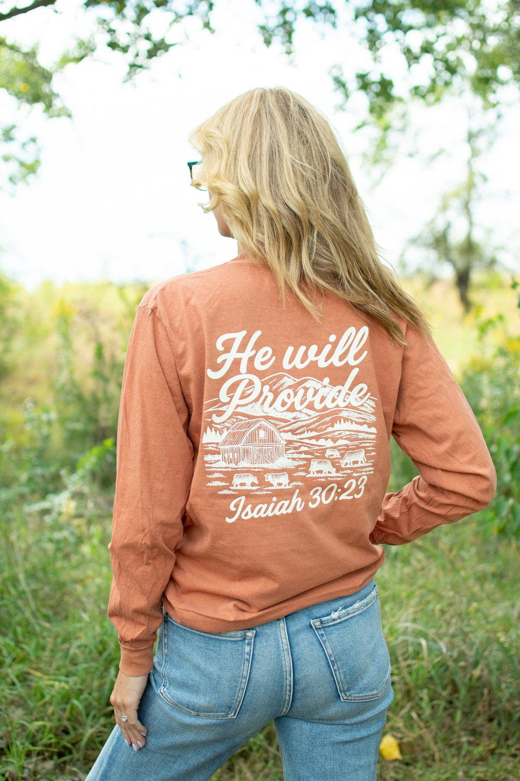 Western 'He Will Provide' Isaiah 30:23 Long Sleeve