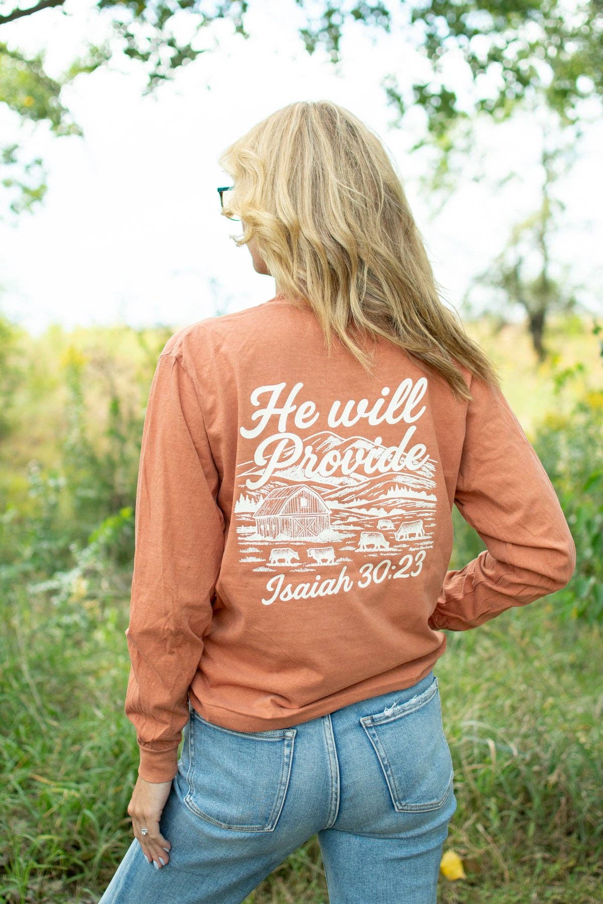 Western 'He Will Provide' Isaiah 30:23 Long Sleeve