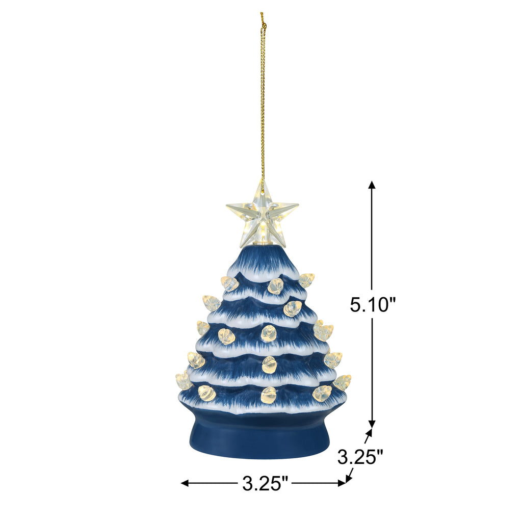 5 in. Ceramic Tree - Country Blue with Clear Bulbs