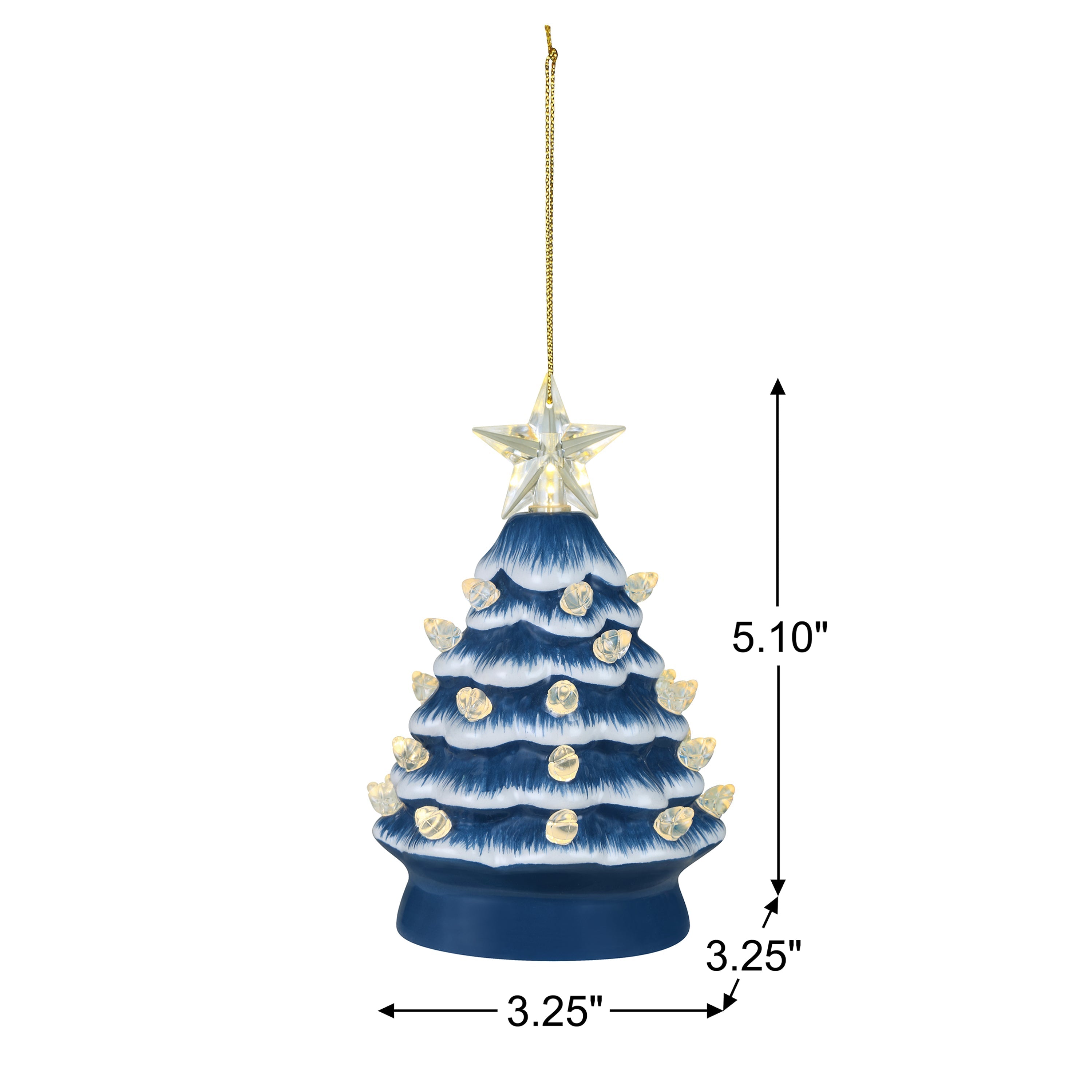 5 in. Ceramic Tree - Country Blue with Clear Bulbs
