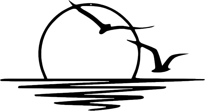 Sunset with Seagulls Metal Wall Decor