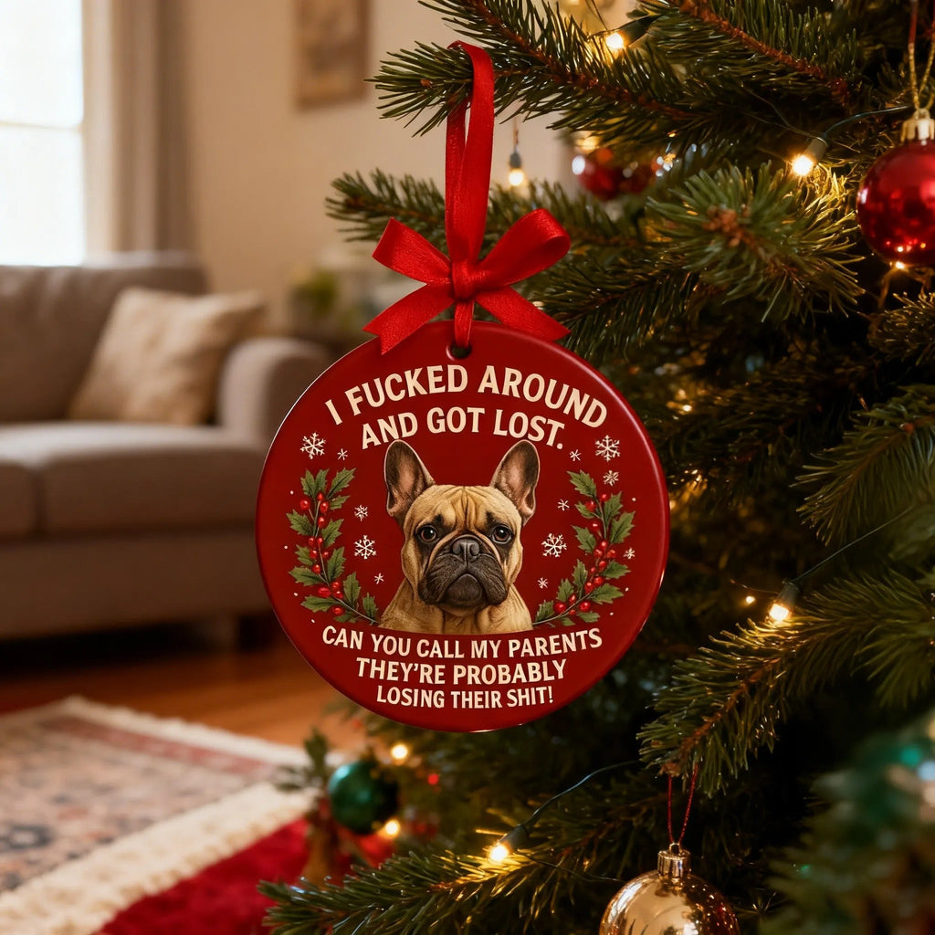 Funny French Bulldog Christmas Ornament