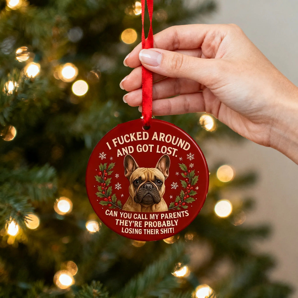 Funny French Bulldog Christmas Ornament