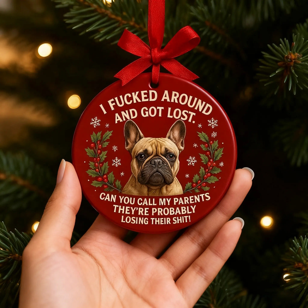 Funny French Bulldog Christmas Ornament