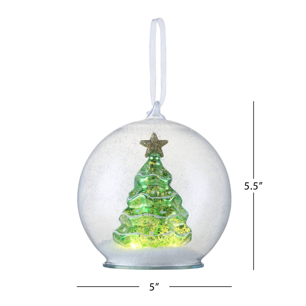 5 in. Mercury Glass Tree Globe Ornament - Green