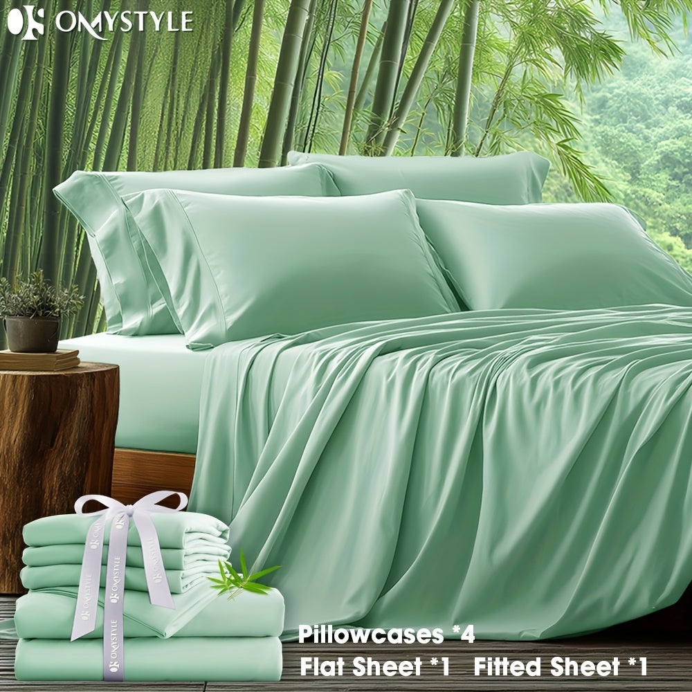 6-Piece Luxury Bamboo Lyocell Blend Sheet Set - Ultra Soft, Breathable, Deep Pocket