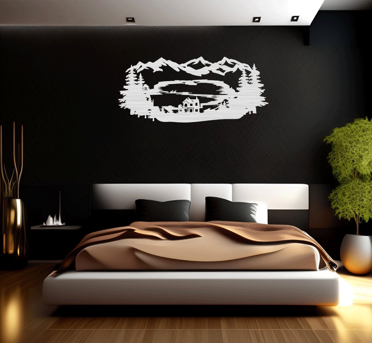 Mountain Lake View - Metal Wall Art