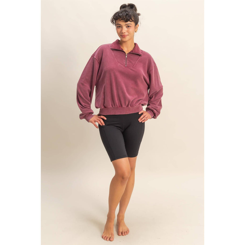 Mineral Washed Half Zip Sweatshirt