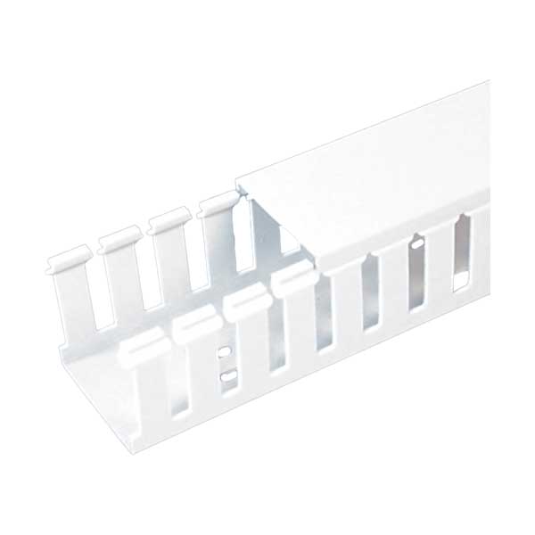 6' White Slotted Wall Wiring Duct (4" x 4") with Cover (FDWH4)