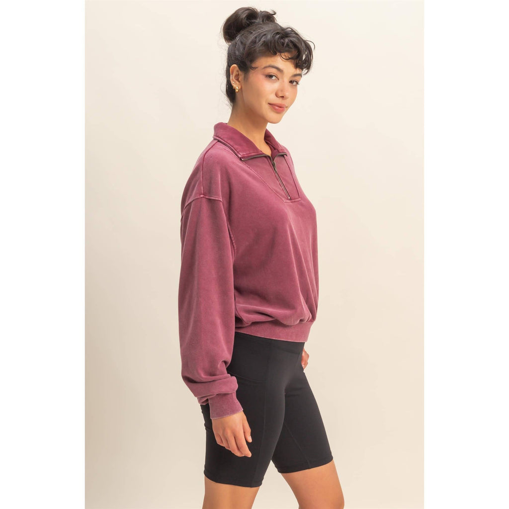 Mineral Washed Half Zip Sweatshirt