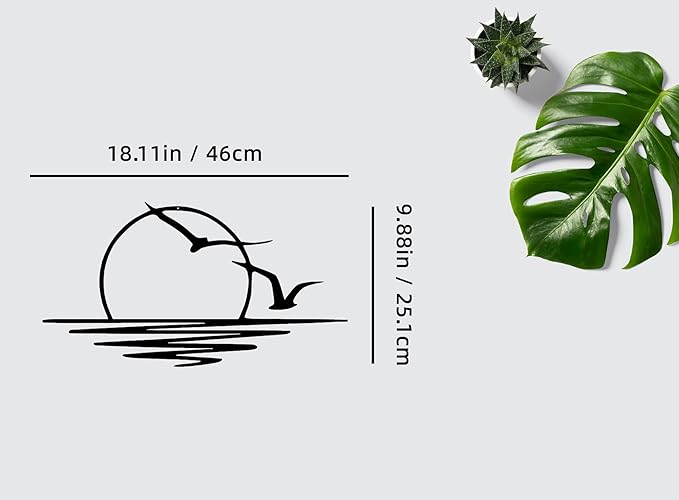 Sunset with Seagulls Metal Wall Decor