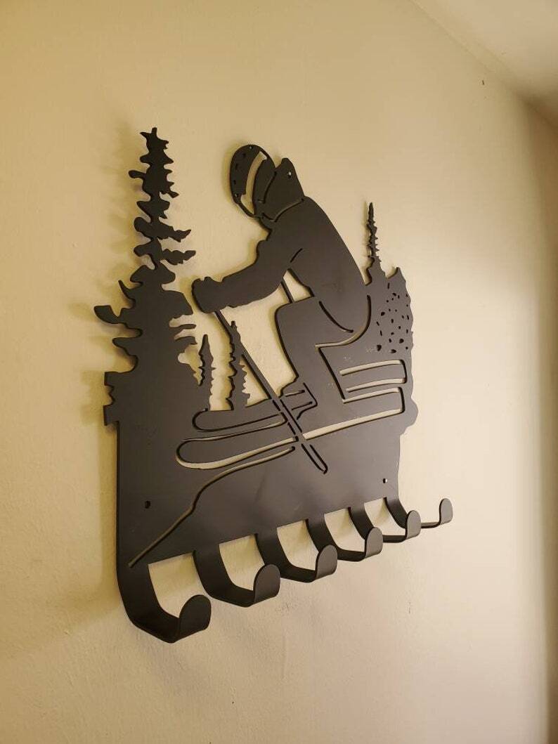 Metal ski wall decoration Skier Door Wall Art