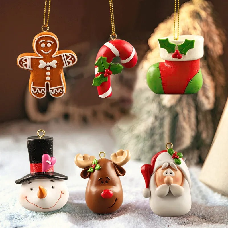 Classic Christmas Resin Ornament 6 Piece Set