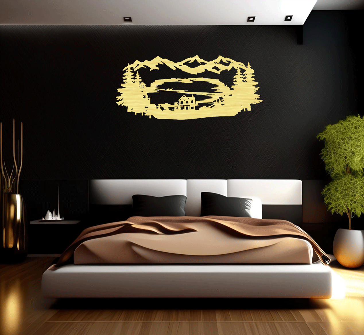 Mountain Lake View - Metal Wall Art