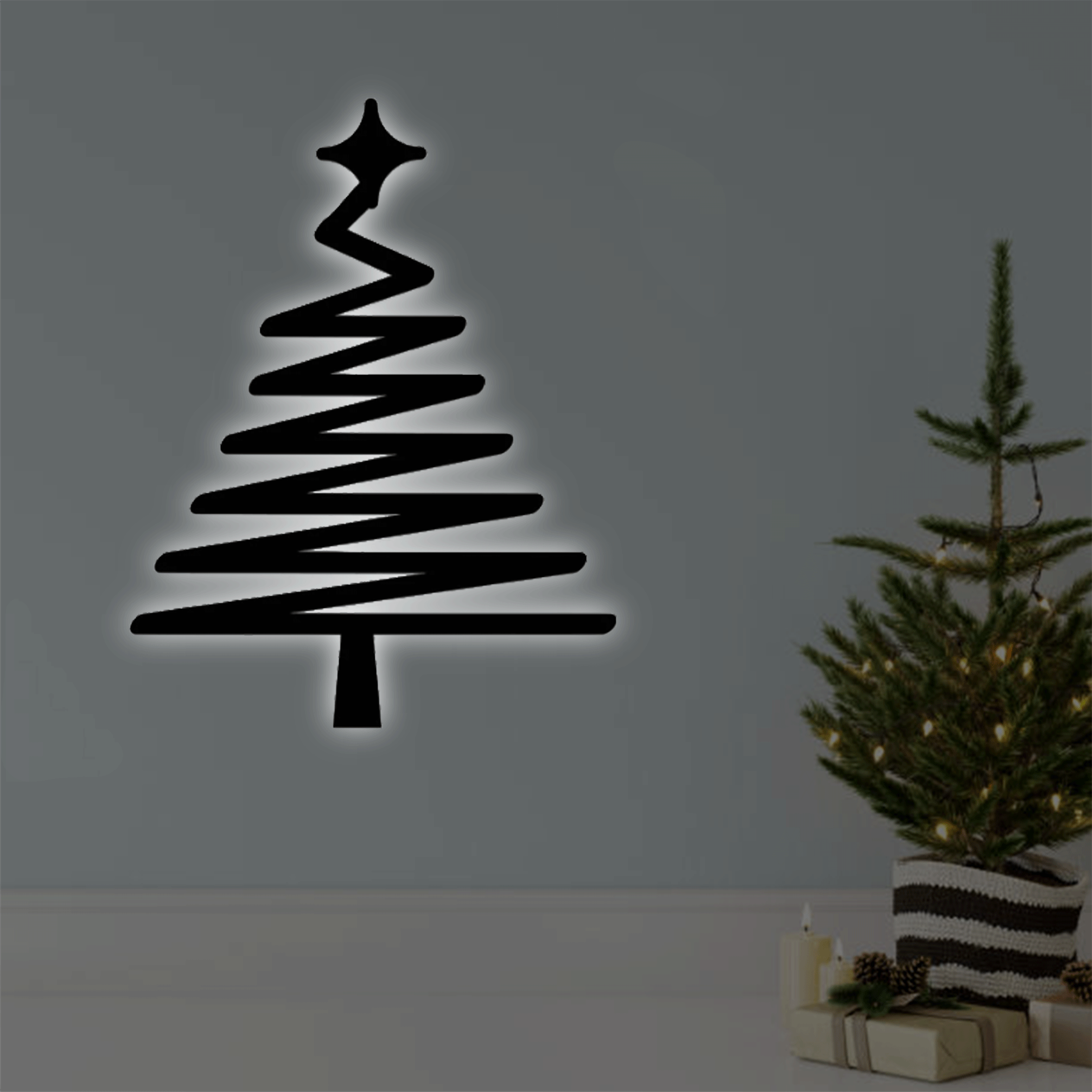 Abstract Christmas Tree - Metal Wall Art