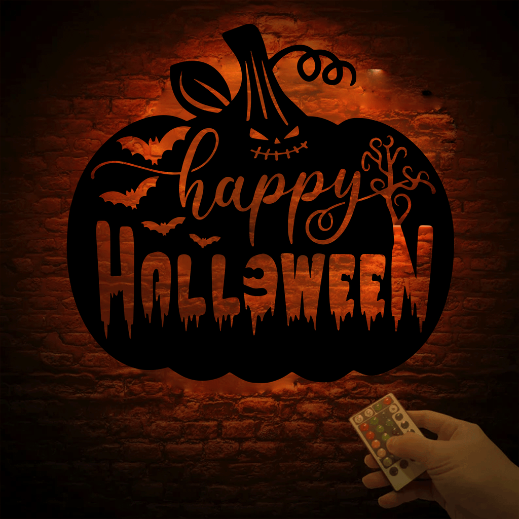 Happy Halloween Pumpkin Metal Wall Art