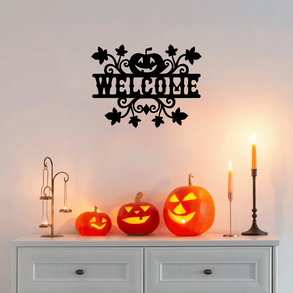 Welcome Halloween Metal Wall Art