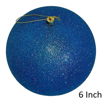 Shatterproof Ball with Cap 6" Glittered