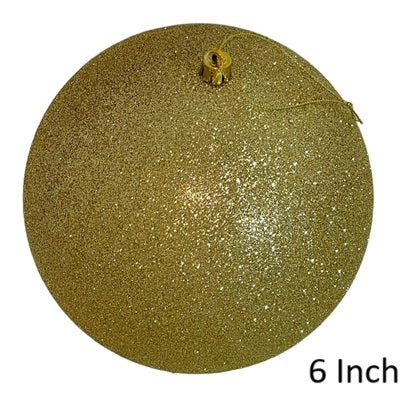 (Set of 3) Shatterproof Ball with Cap 6" Glittered