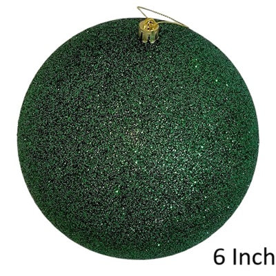 (Set of 3) Shatterproof Ball with Cap 6" Glittered