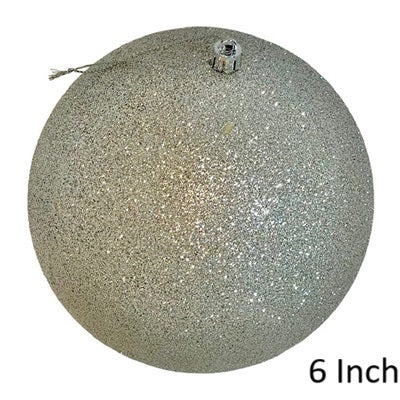 Shatterproof Ball with Cap 6" Glittered