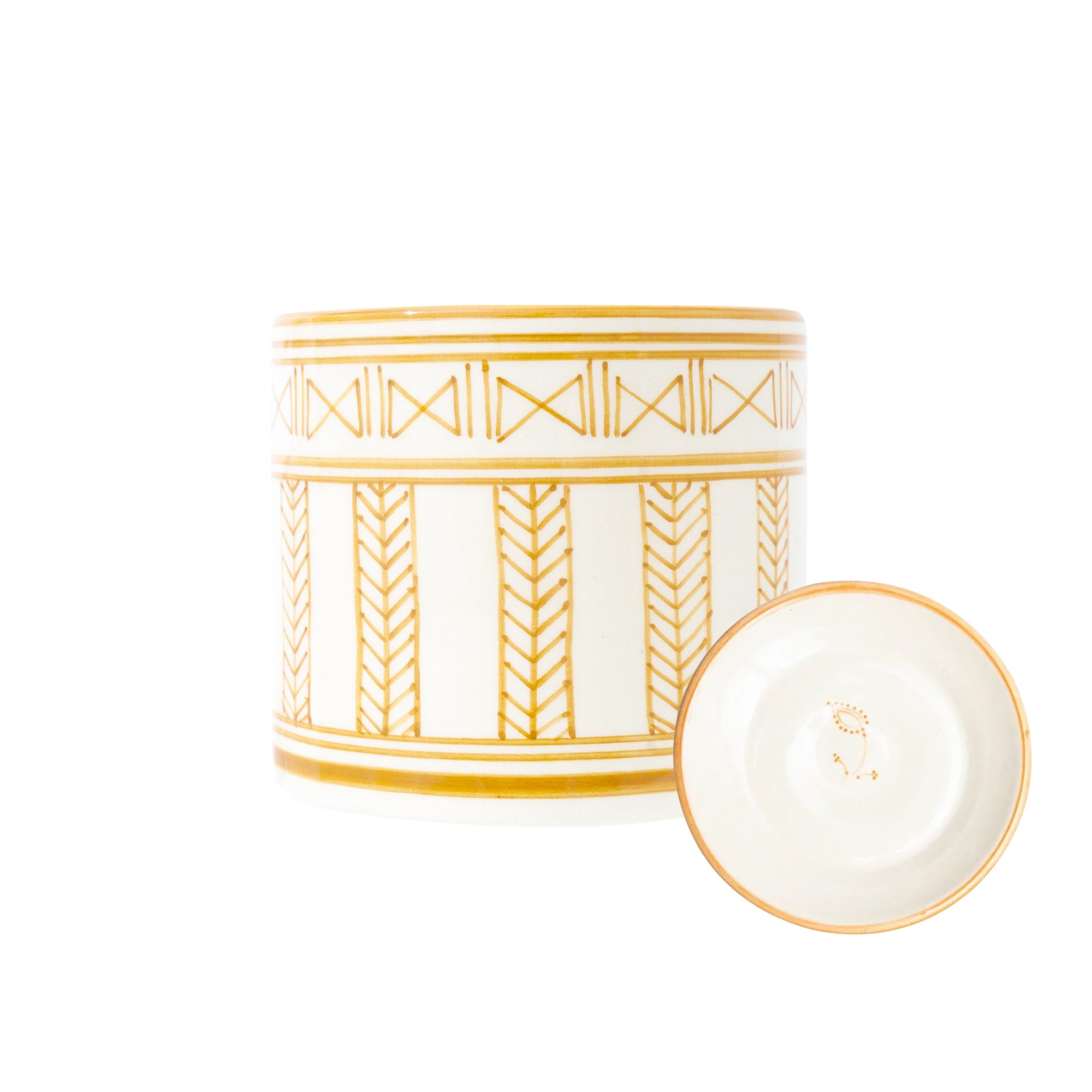 Ceramic Planter with Drainage Hole + Plate (Orange)