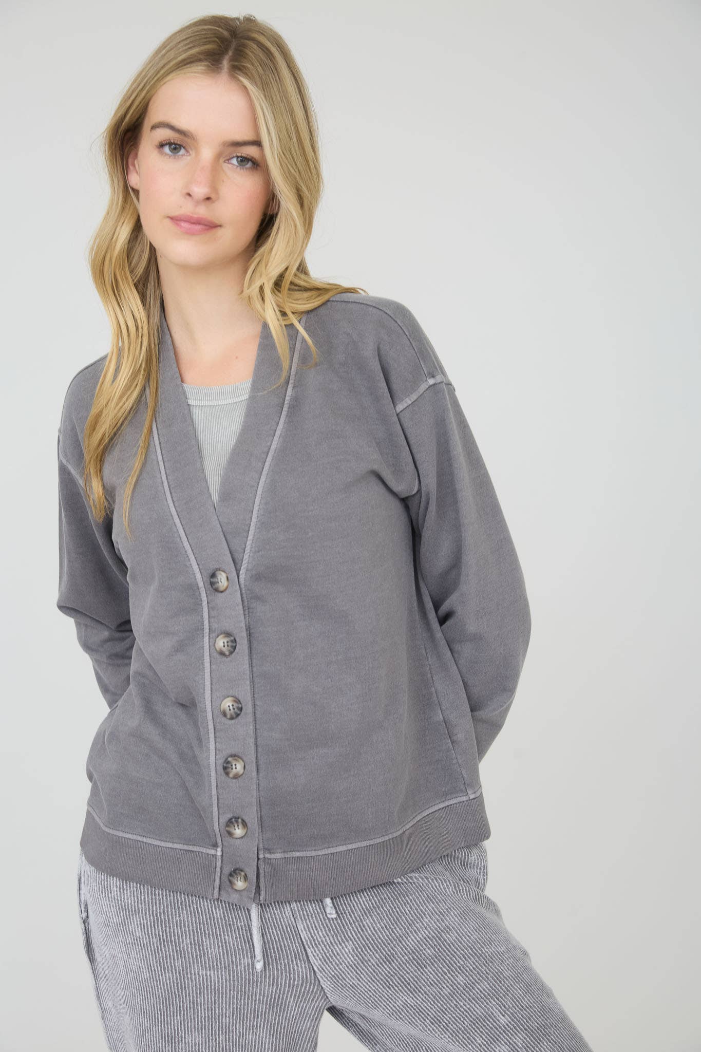 Charcoal Washed Cardigan