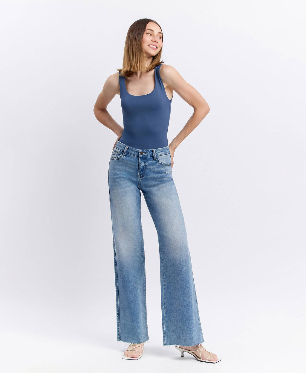 Olivia Raw Hem Wide Jeans