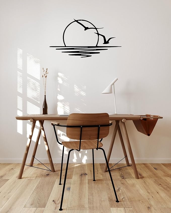 Sunset with Seagulls Metal Wall Decor