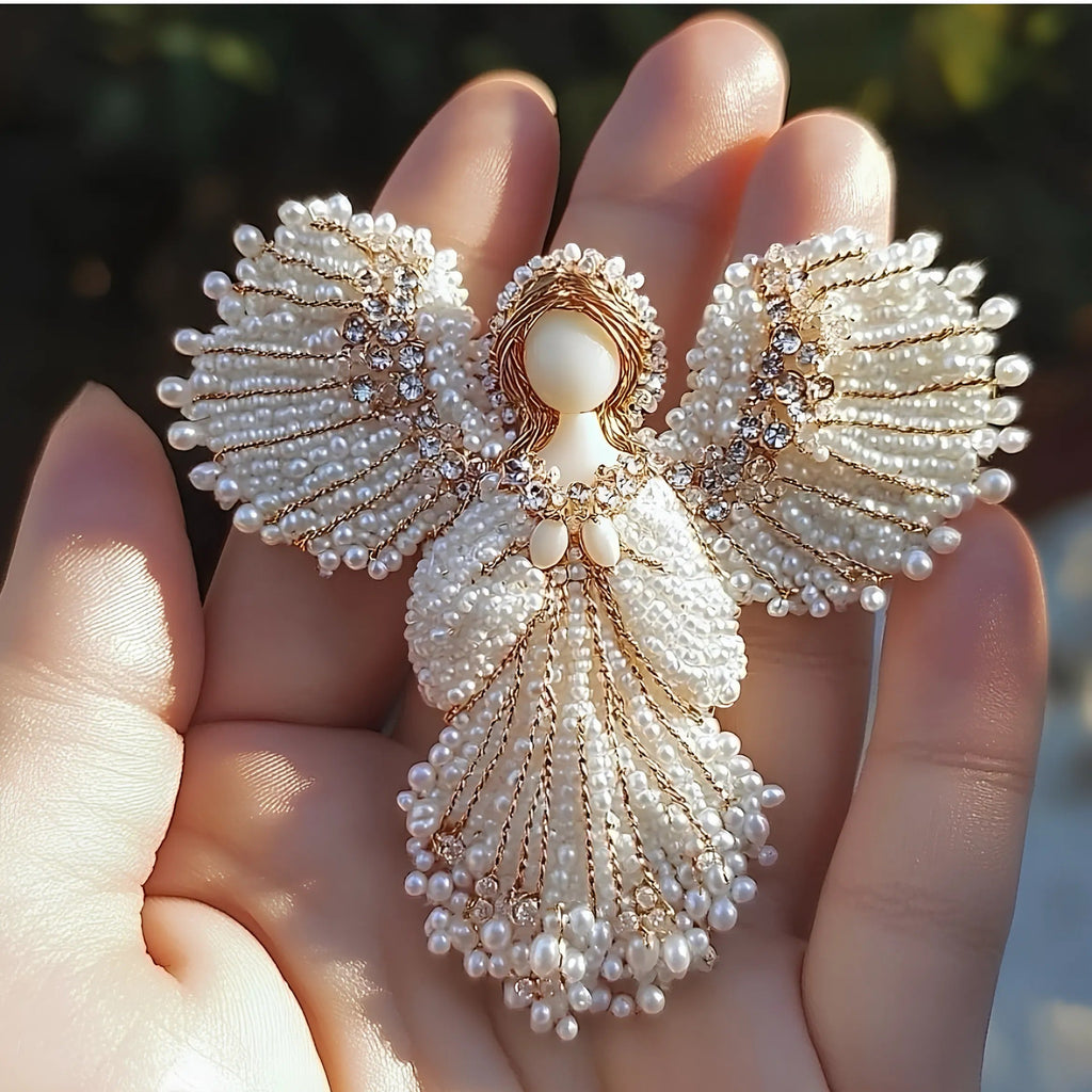 Handmade Pearl Angel Brooch