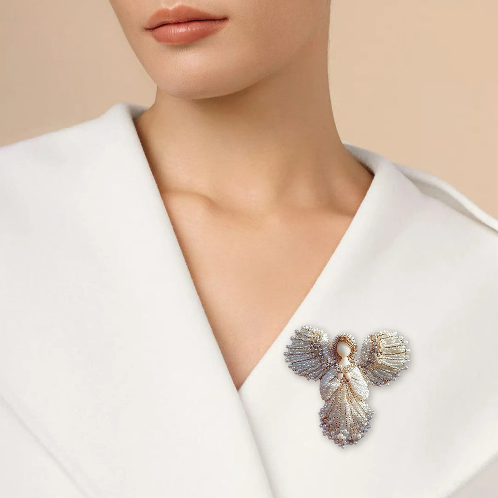 Handmade Pearl Angel Brooch
