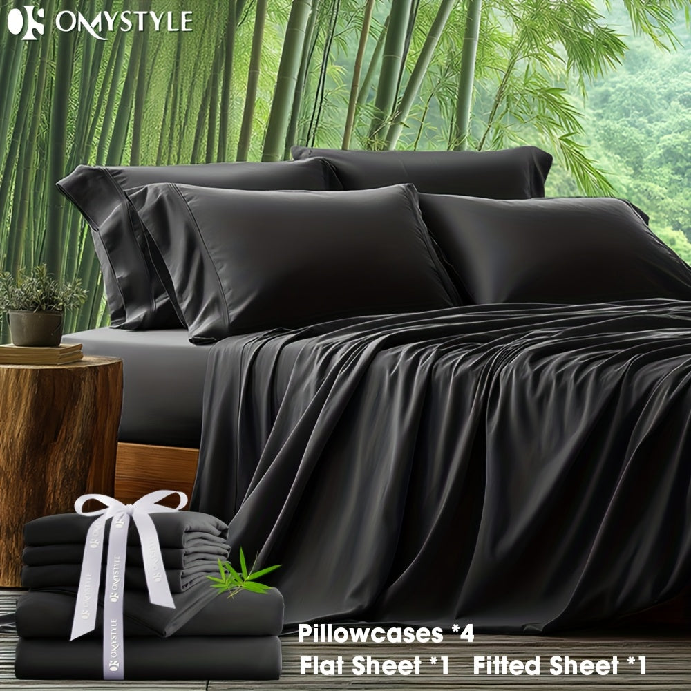 6-Piece Luxury Bamboo Lyocell Blend Sheet Set - Ultra Soft, Breathable, Deep Pocket