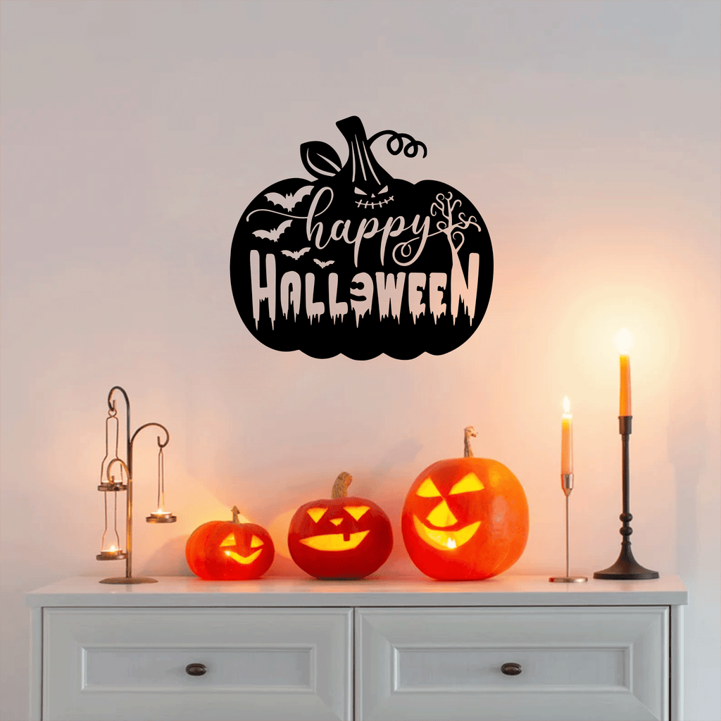 Happy Halloween Pumpkin Metal Wall Art
