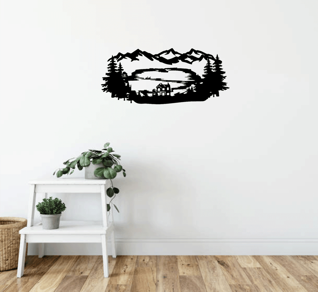 Mountain Lake View - Metal Wall Art