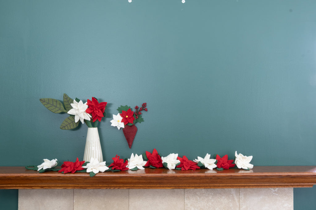 Mini Felt Hanging Bouquets Poinsettia