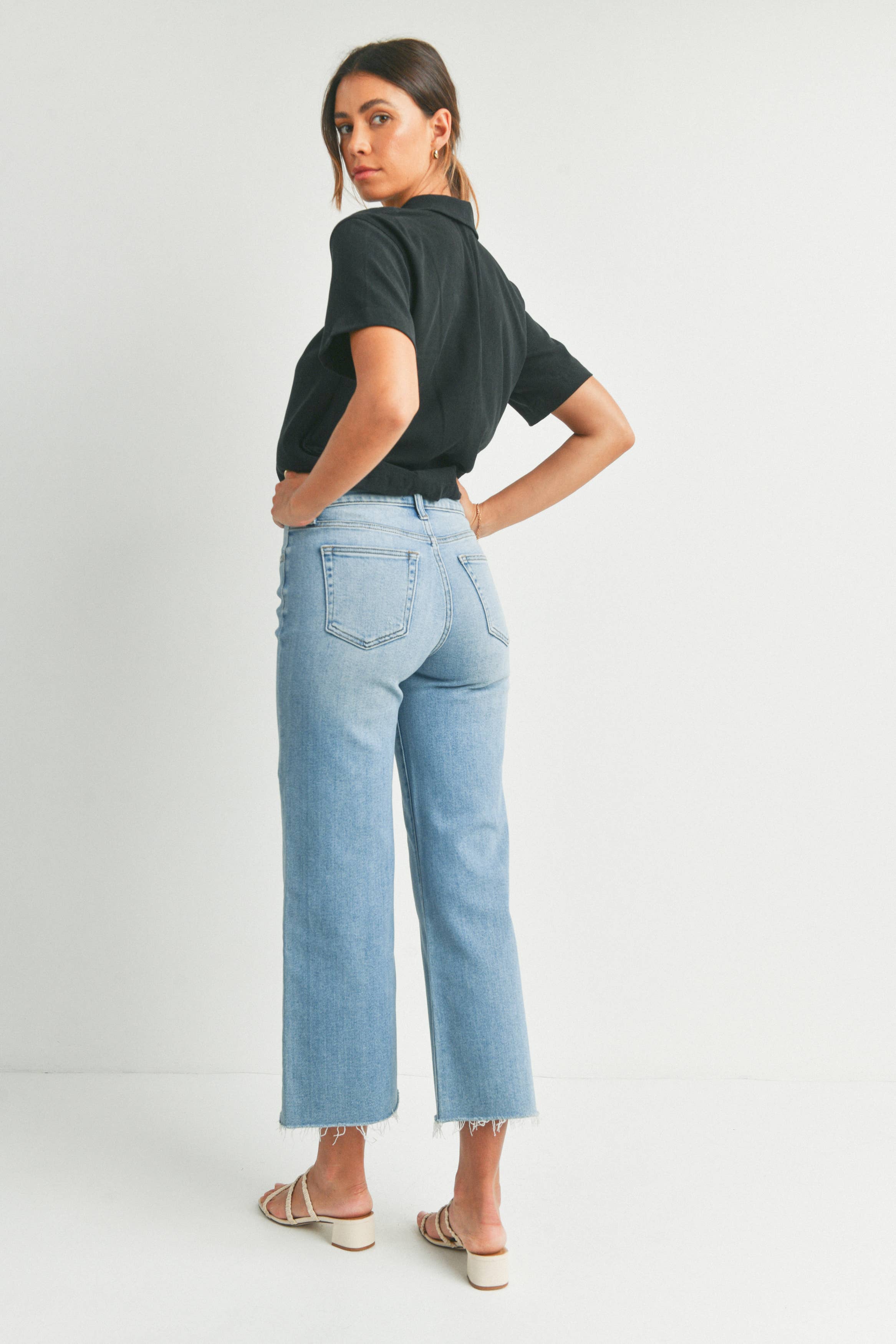 Slim Wide Leg Medium Wash Jean