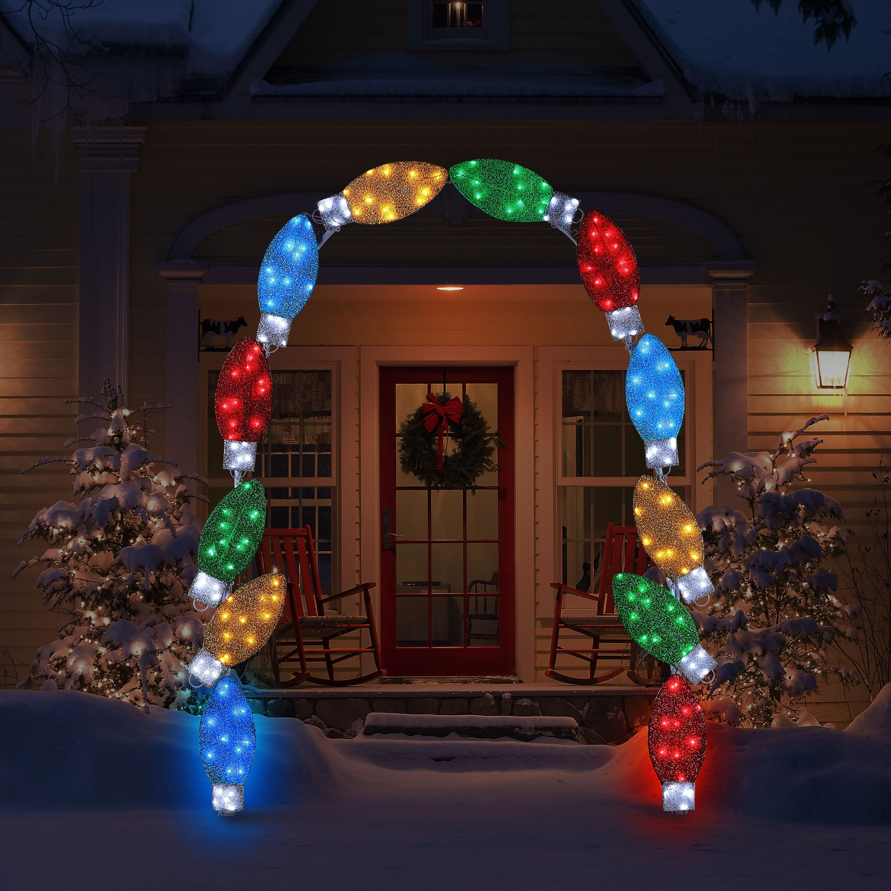 8 ft. Illuminated Tinsel C9 Bulb Arch