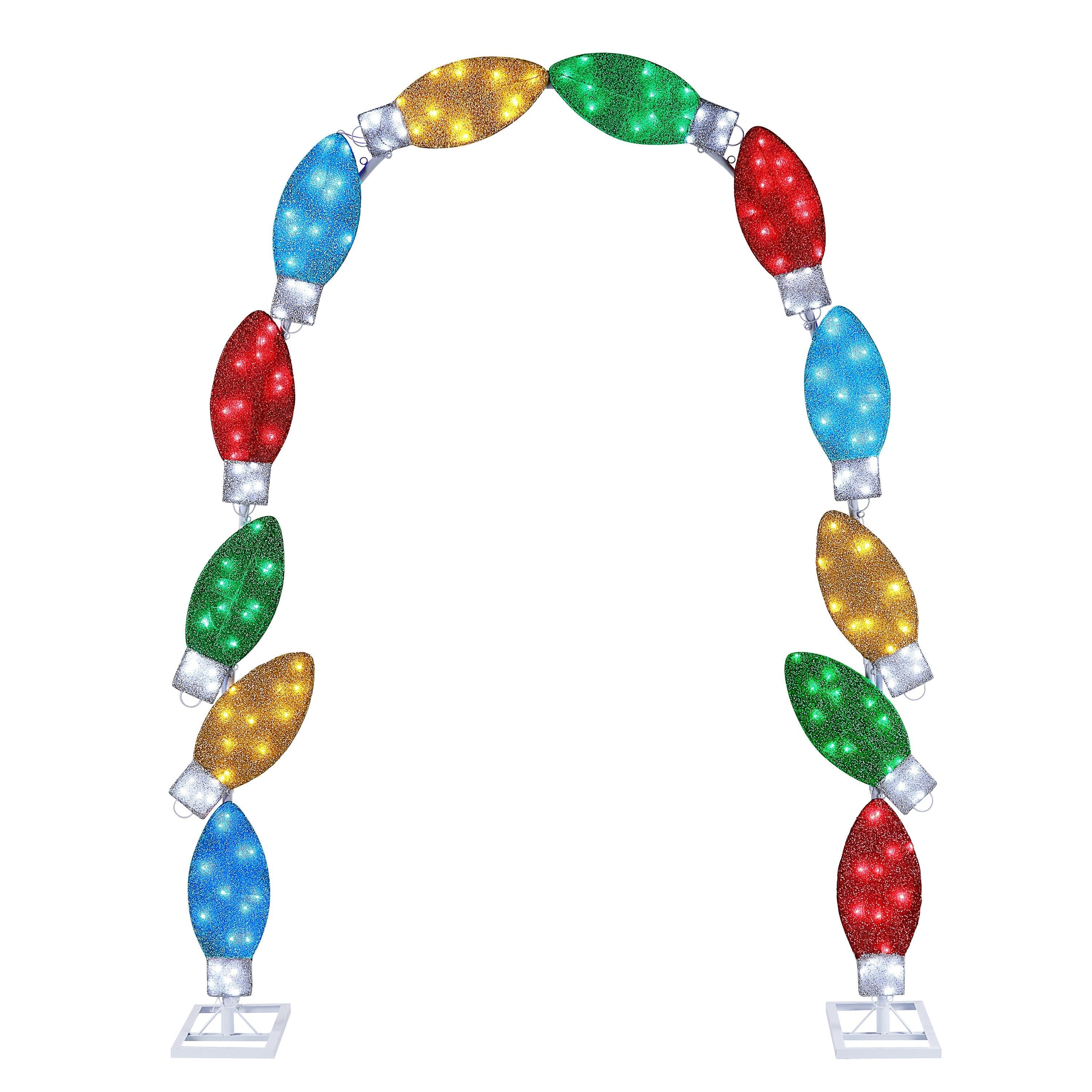 8 ft. Illuminated Tinsel C9 Bulb Arch